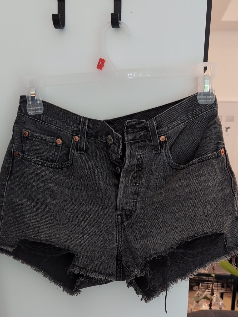 Levi's 501 Black Distressed Cutoff Denim Shorts